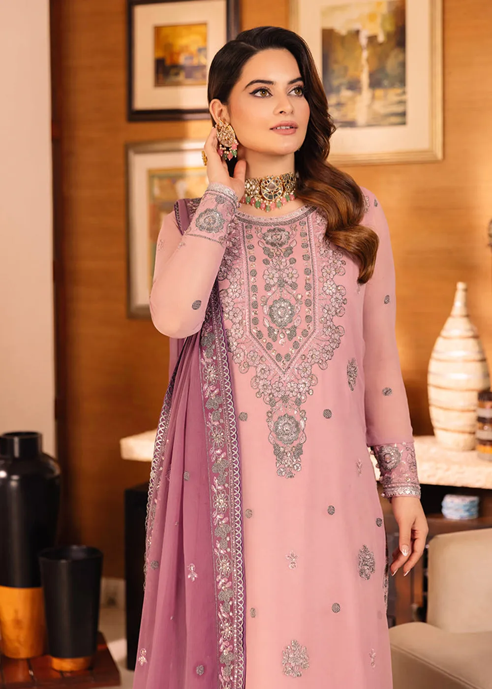 Pretty Lilac Suit - Maahru, Noorie & Meerub '23 by Asim Jofa - AJSM-26