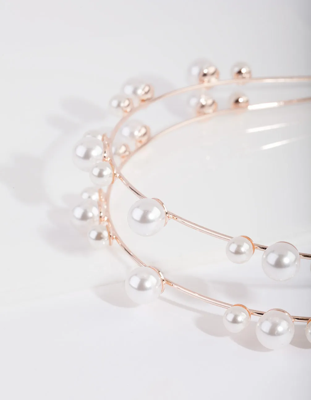Rose Gold Double Pearl Row Headband
