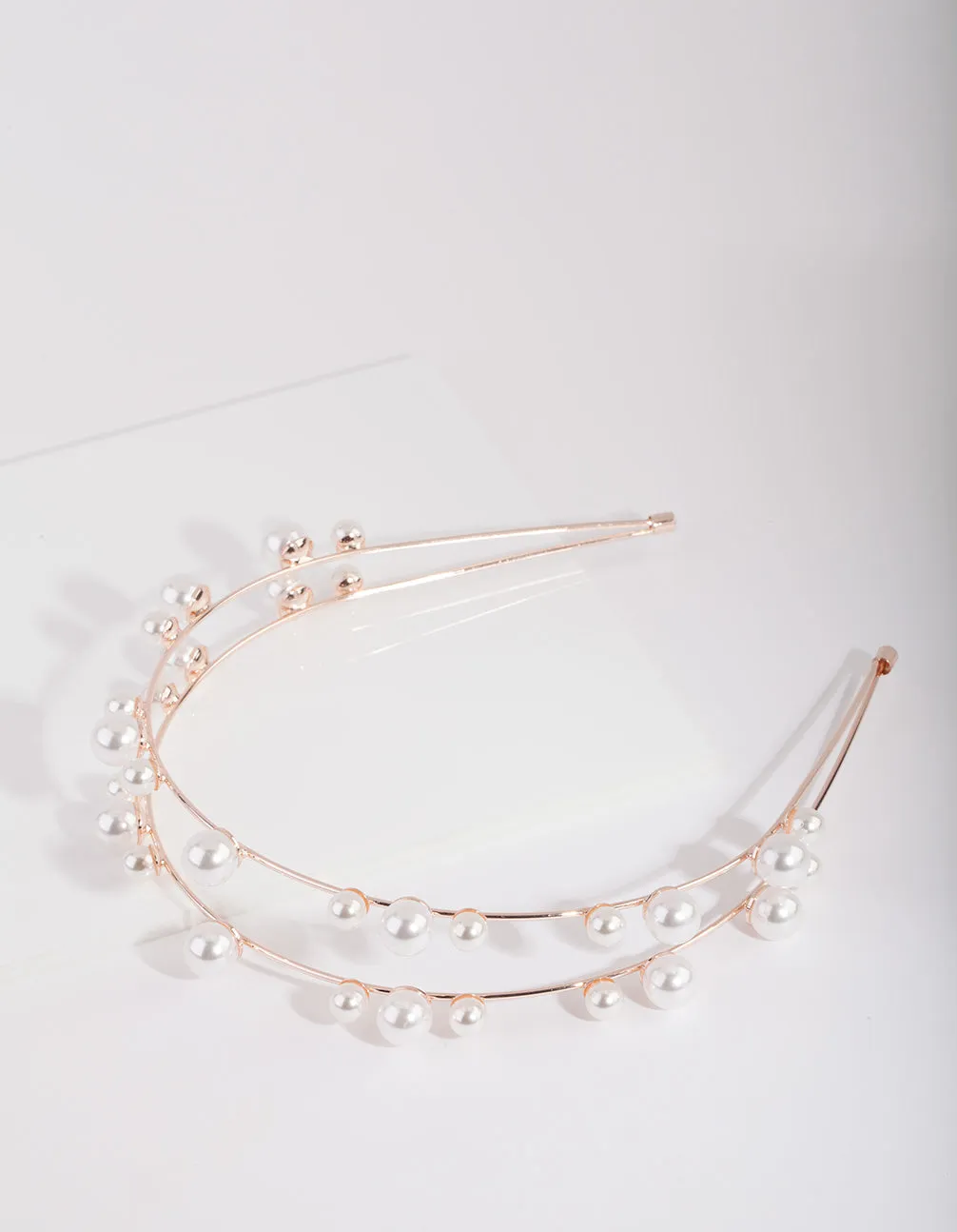 Rose Gold Double Pearl Row Headband