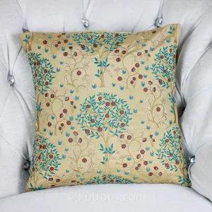 Silk Blend Decorative Cushion Cover with Exquisite Embroidery | Beige, 16x16"