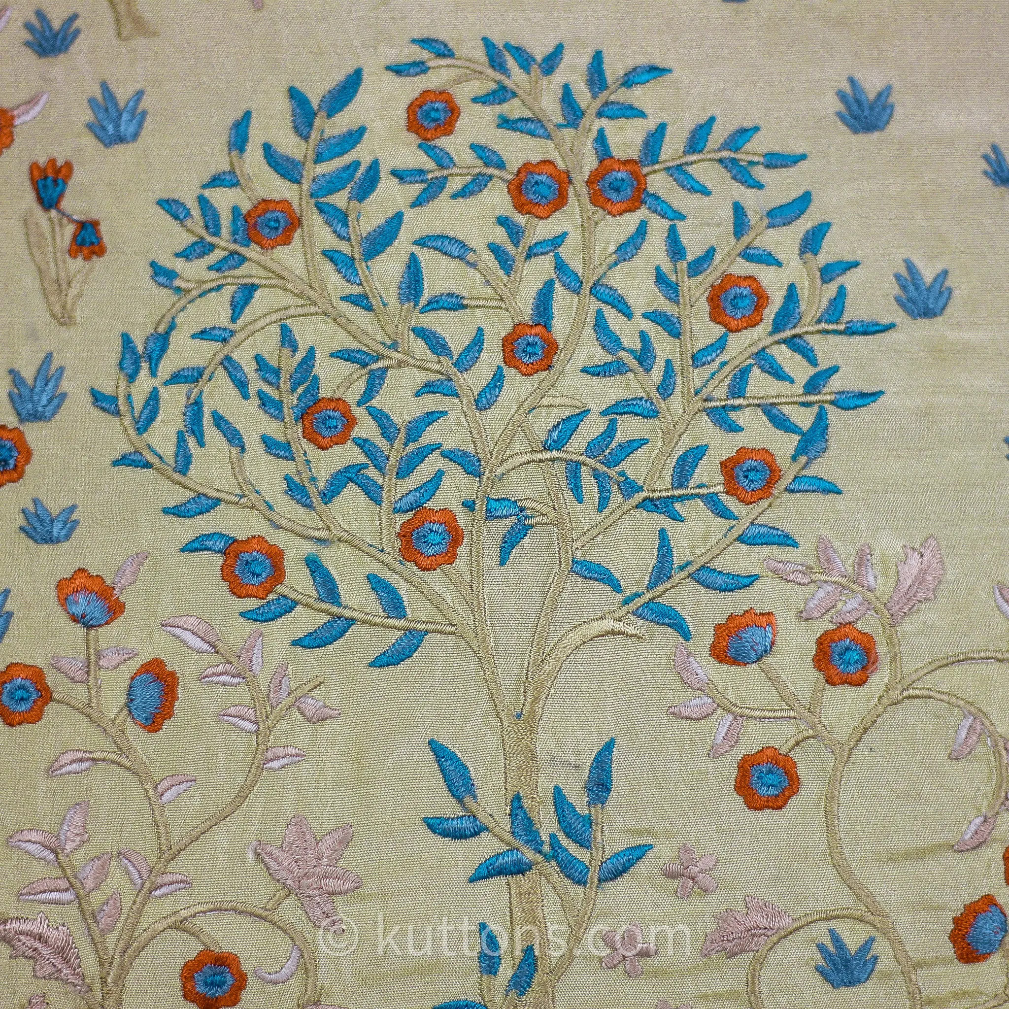 Silk Blend Decorative Cushion Cover with Exquisite Embroidery | Beige, 16x16"