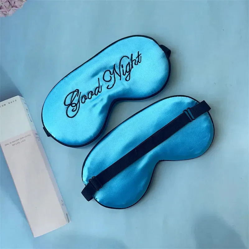 Sleep in Style with our Embroidered Silk Sleep Mask, Offering Chic Slumber and Luxurious Comfort Soft Blackout Blindfold With Adjustable Strap