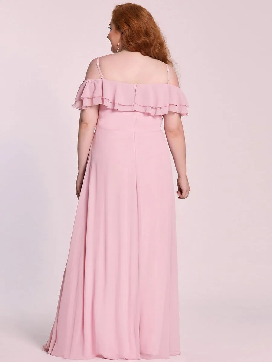 Stunning V-Neck Chiffon Lotus Leaf Bridesmaid Dress