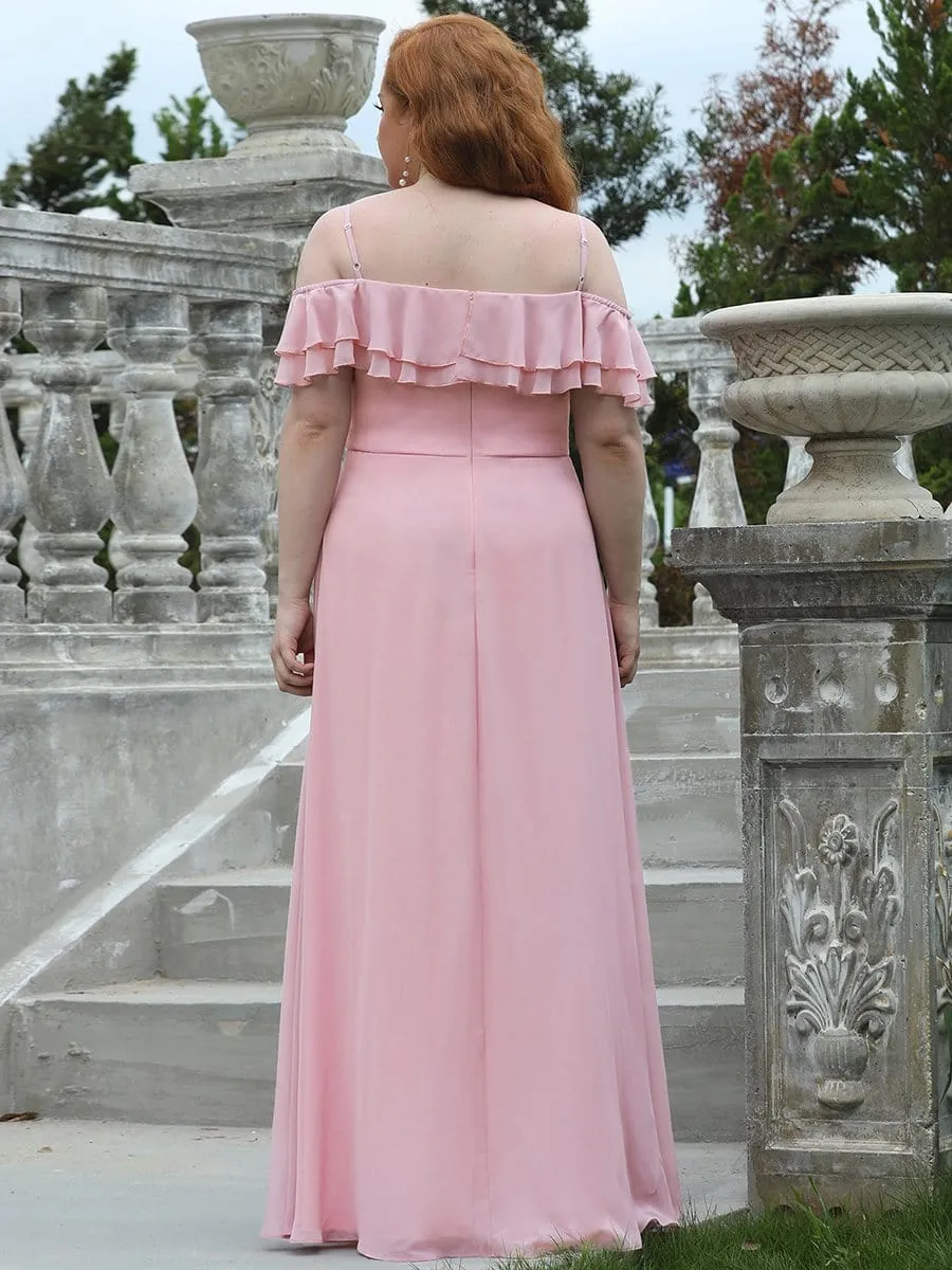 Stunning V-Neck Chiffon Lotus Leaf Bridesmaid Dress