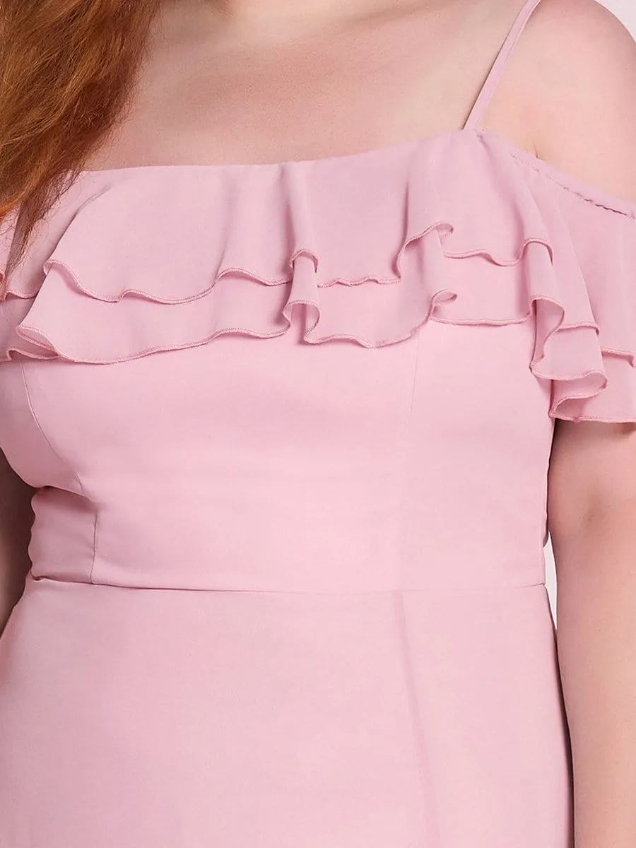 Stunning V-Neck Chiffon Lotus Leaf Bridesmaid Dress
