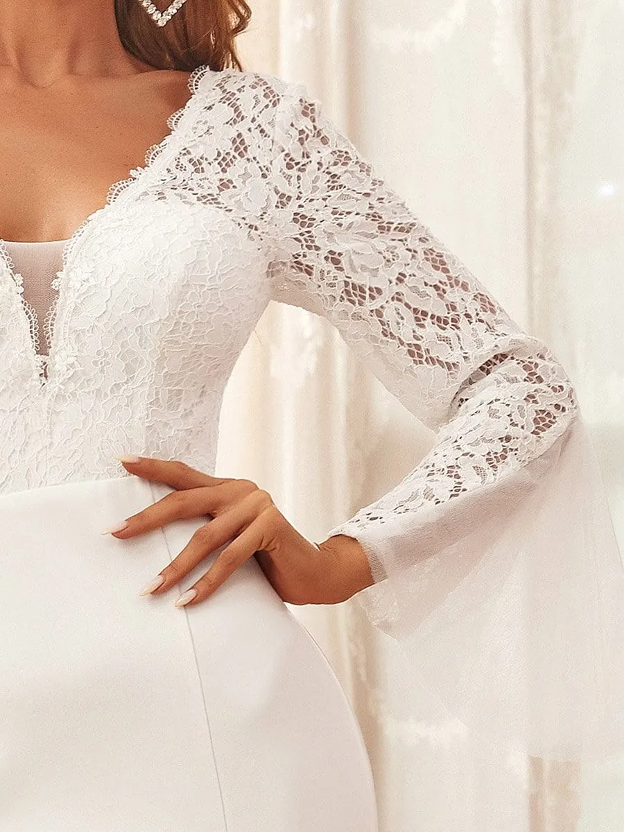 Sweetheart Lace Dolman Sleeve A-Line Wedding Dress
