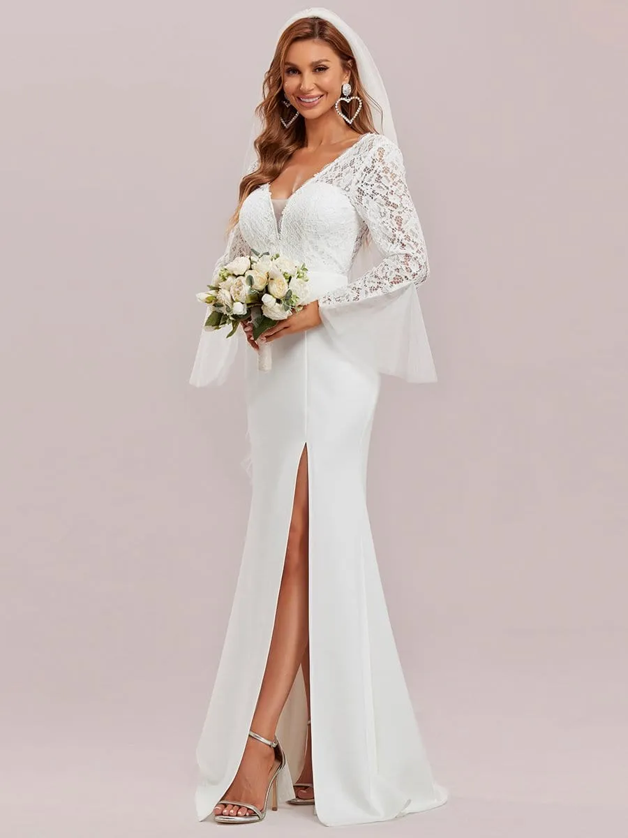 Sweetheart Lace Dolman Sleeve A-Line Wedding Dress