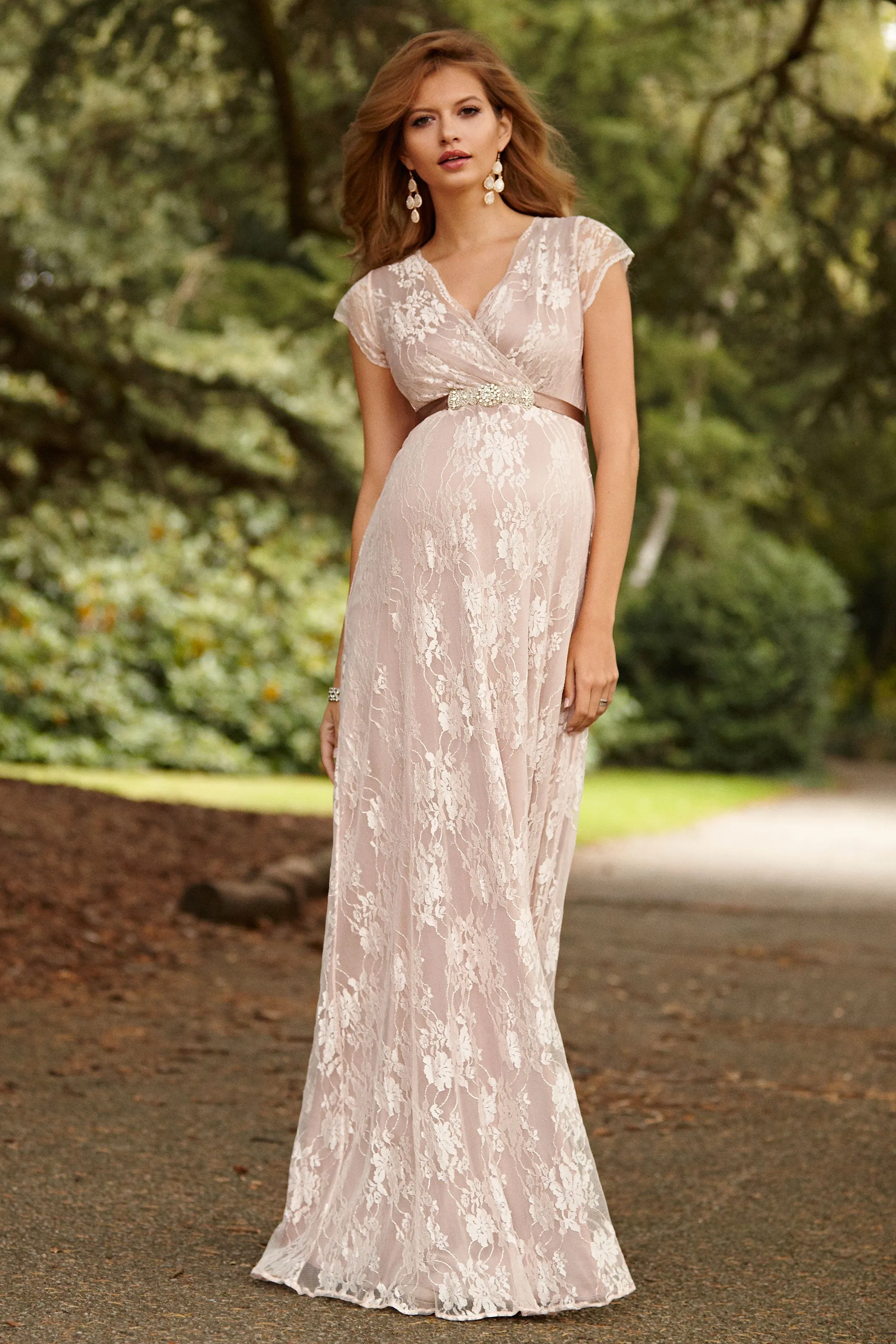 Tiffany Rose Eden Lace Maternity Gown in Blush Celebrity worn