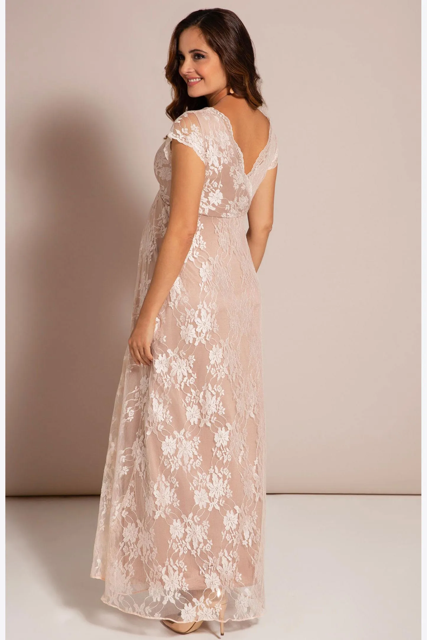 Tiffany Rose Eden Lace Maternity Gown in Blush Celebrity worn