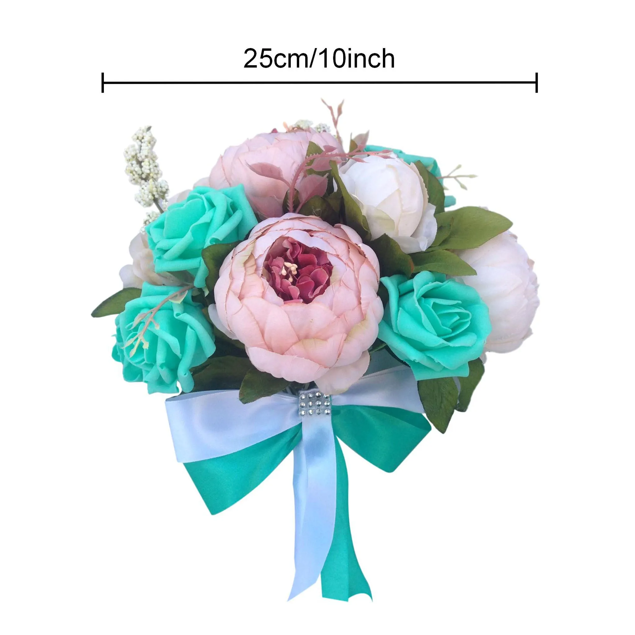 Turquoise Rose Blush Peony Bridal Bouquet