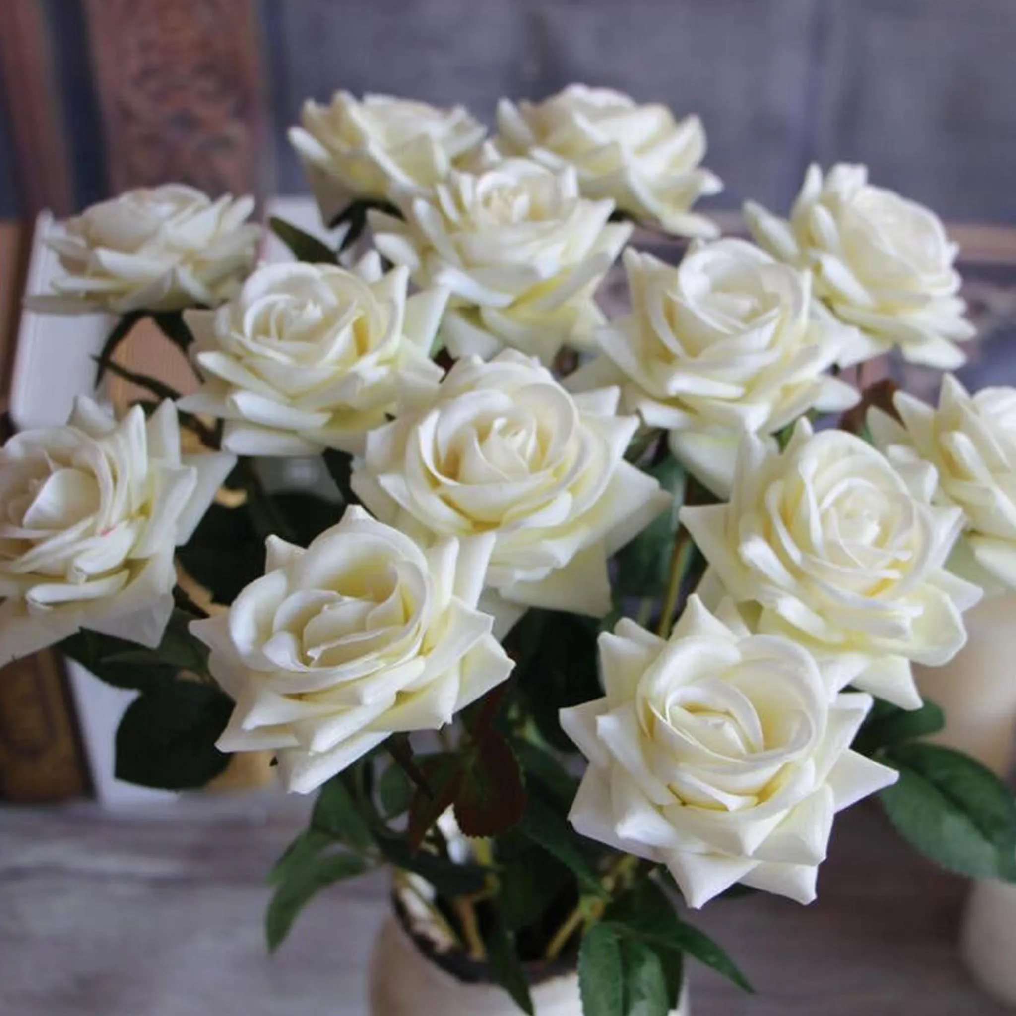 Velvet Rose Flowers Artificial Wedding Floral Arrangement Home Decor Velvet Flowers