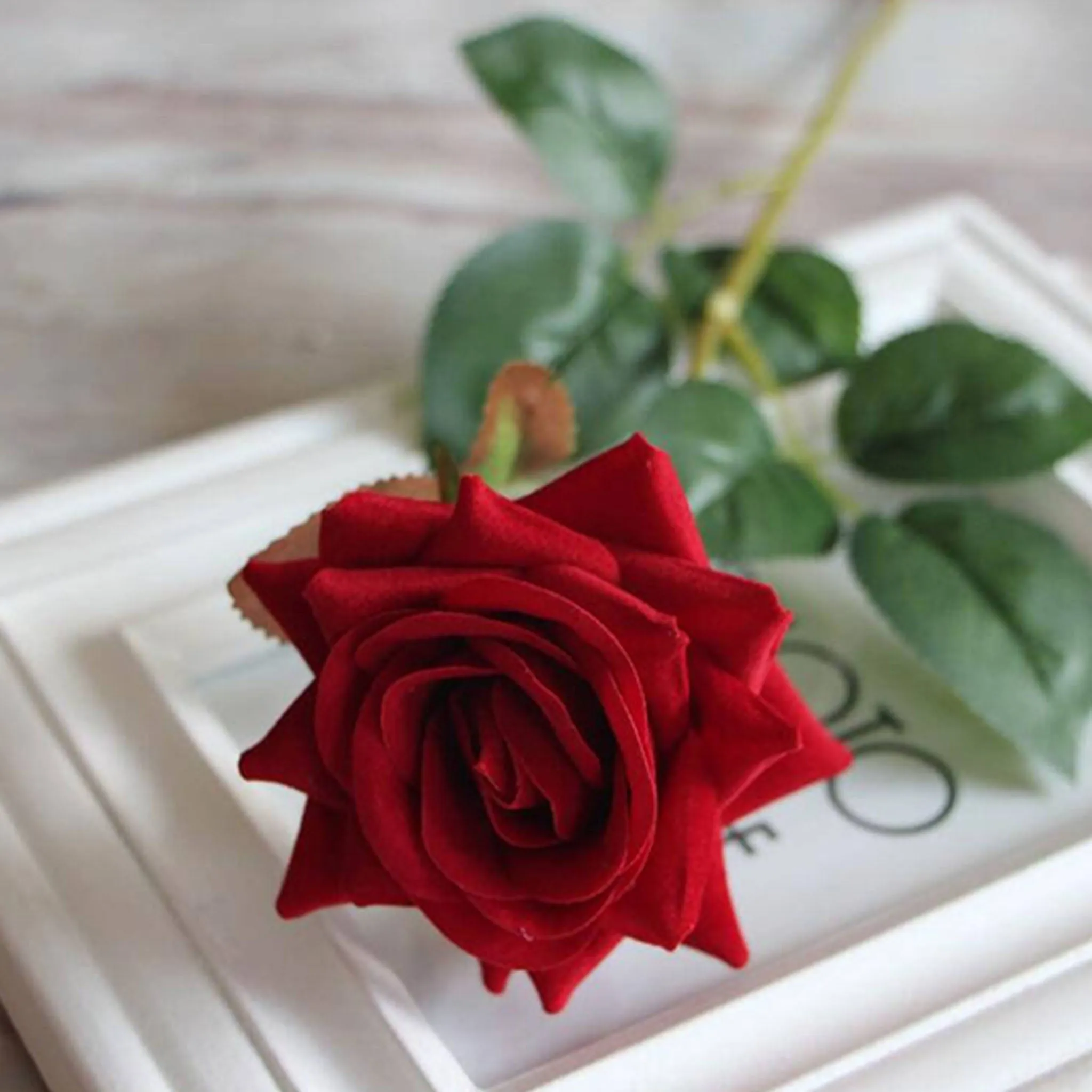 Velvet Rose Flowers Artificial Wedding Floral Arrangement Home Decor Velvet Flowers