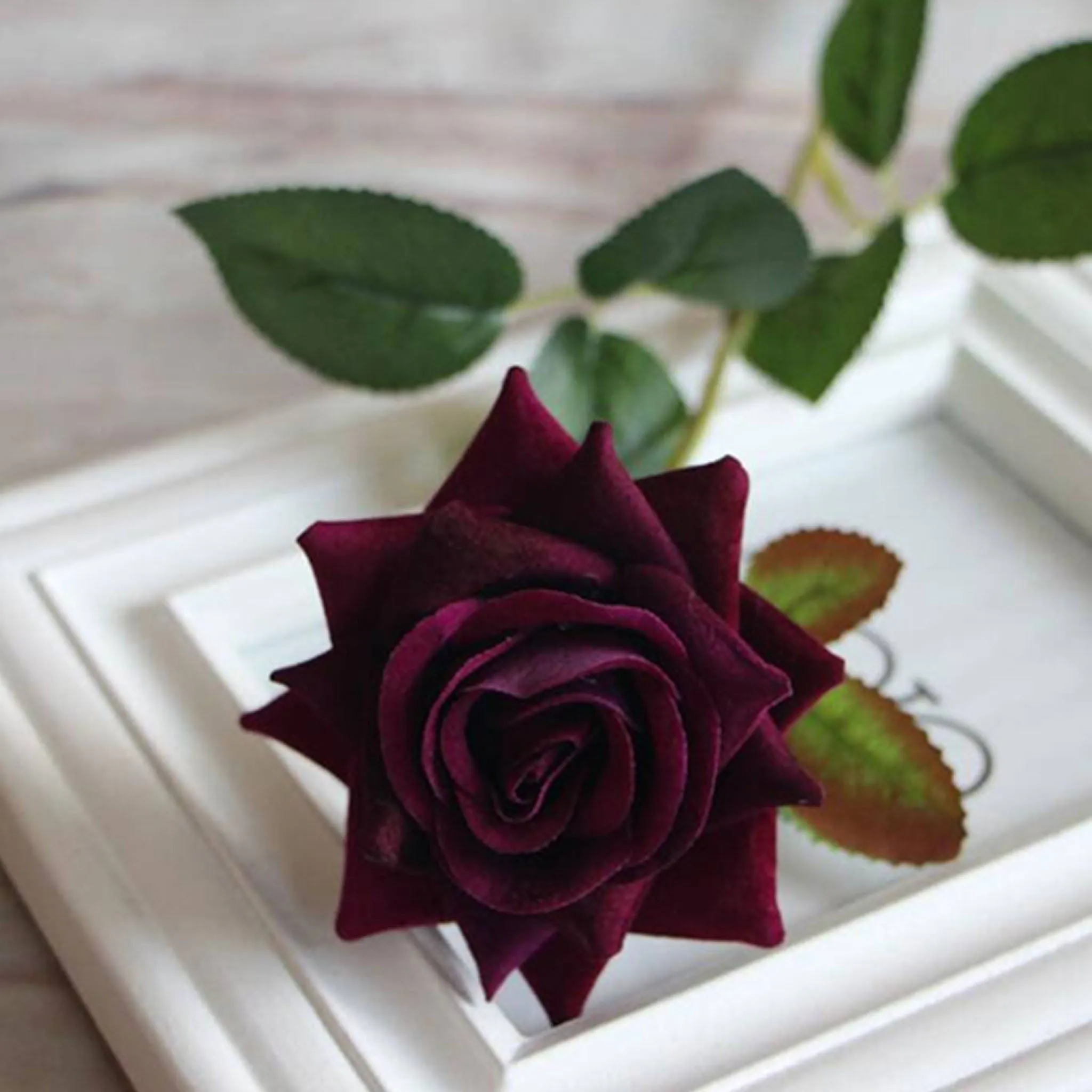Velvet Rose Flowers Artificial Wedding Floral Arrangement Home Decor Velvet Flowers