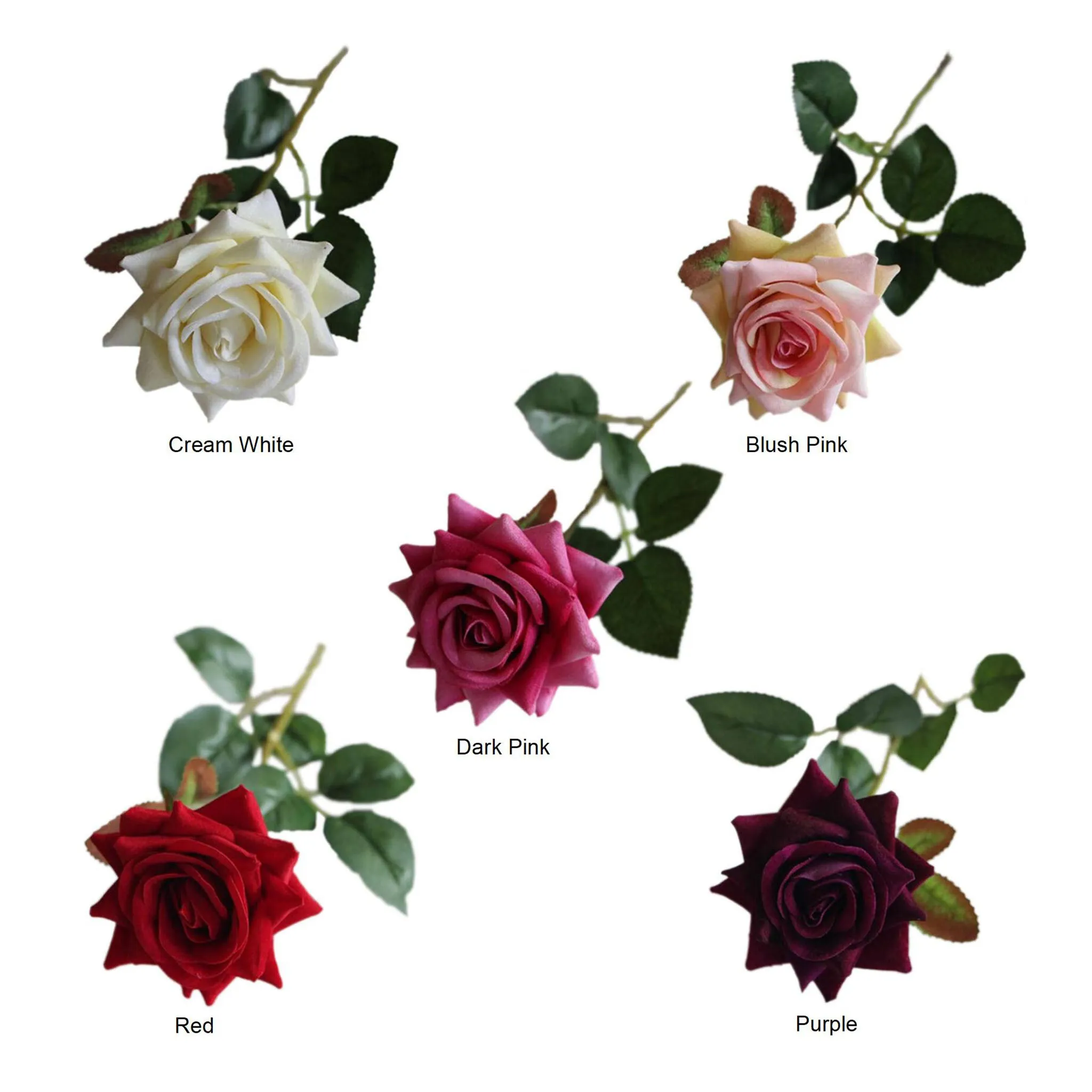 Velvet Rose Flowers Artificial Wedding Floral Arrangement Home Decor Velvet Flowers
