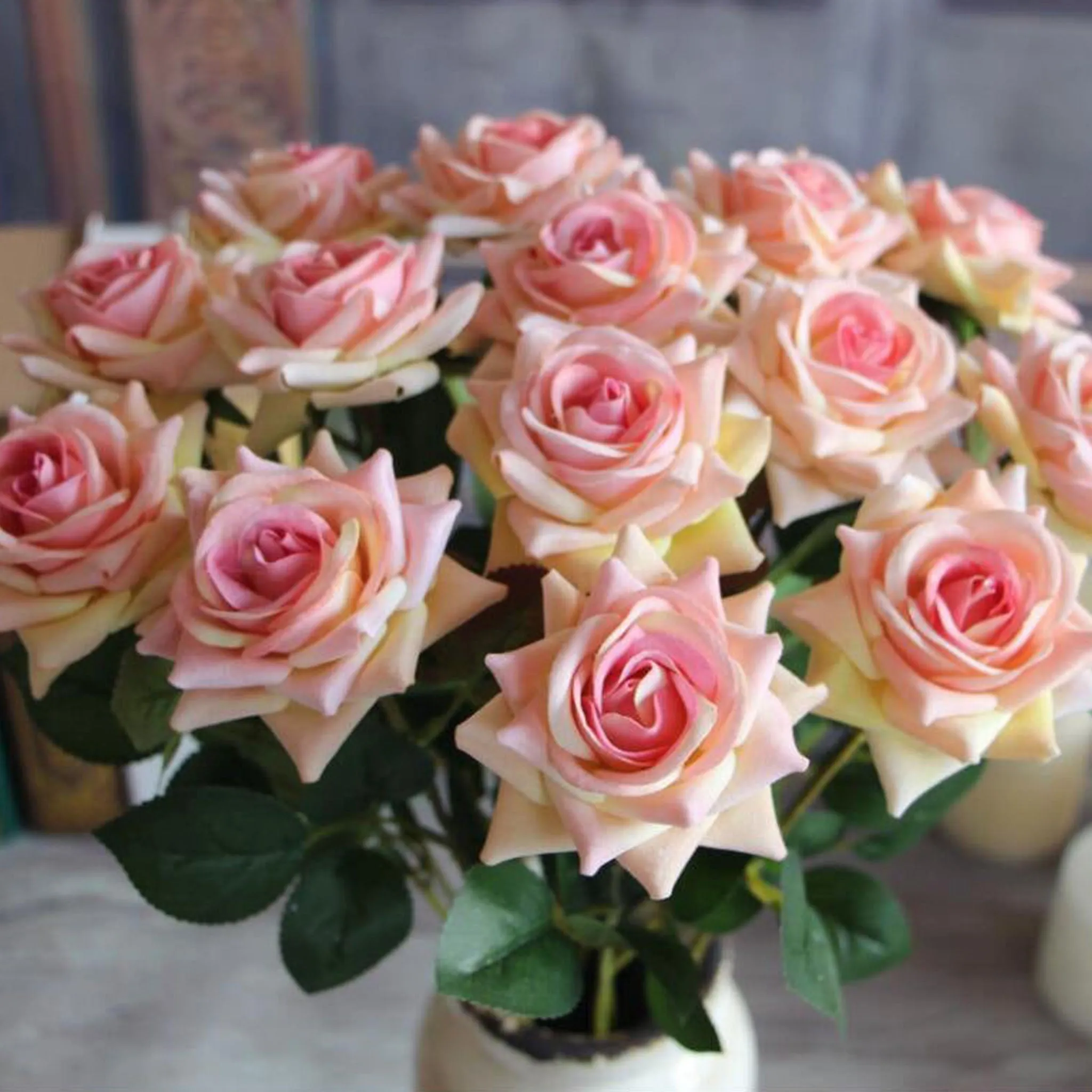 Velvet Rose Flowers Artificial Wedding Floral Arrangement Home Decor Velvet Flowers