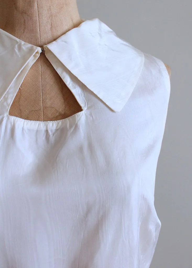 Vintage 1930s White Moire Silk Wedding Dress