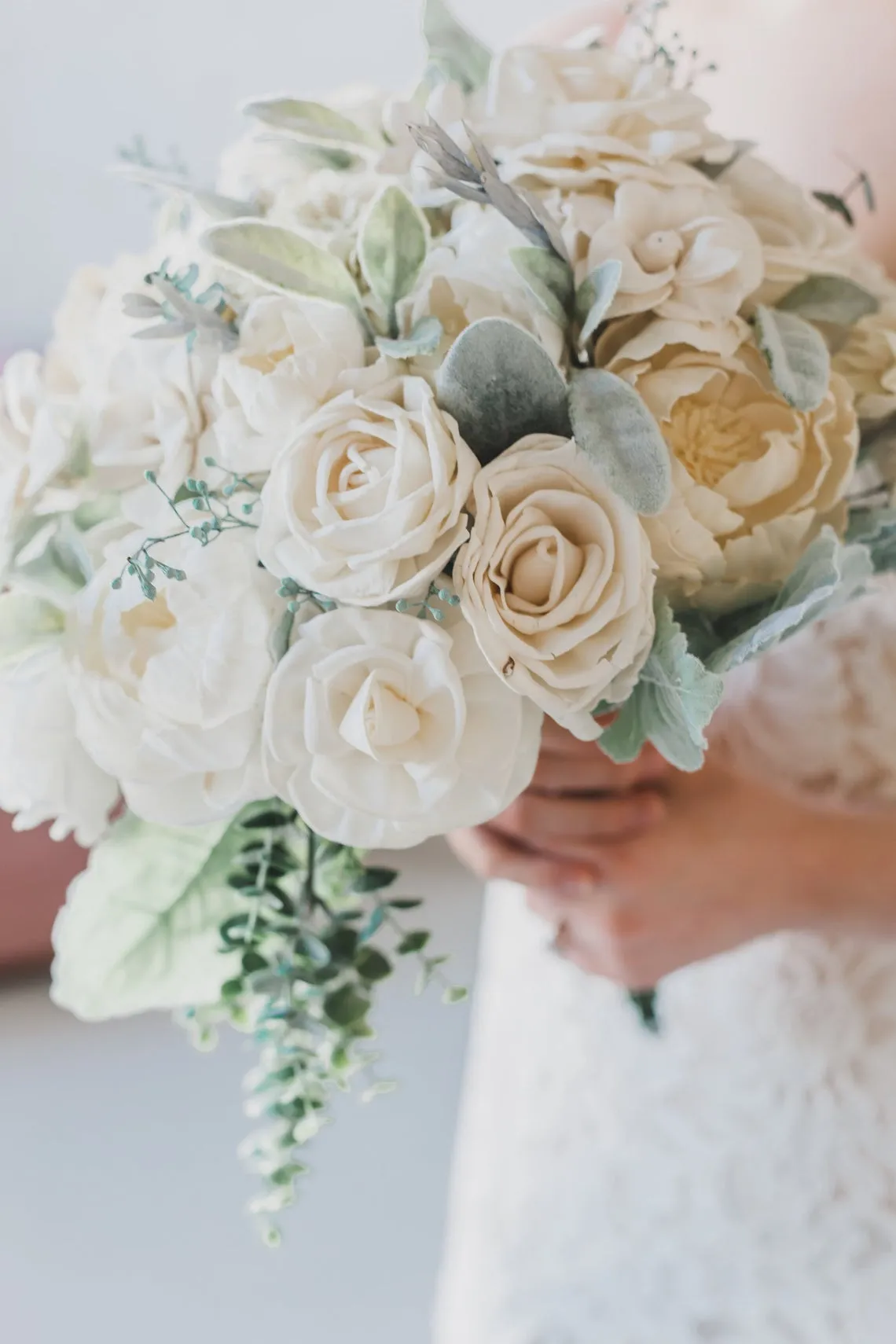 White and Green Wood Flower Bouquet