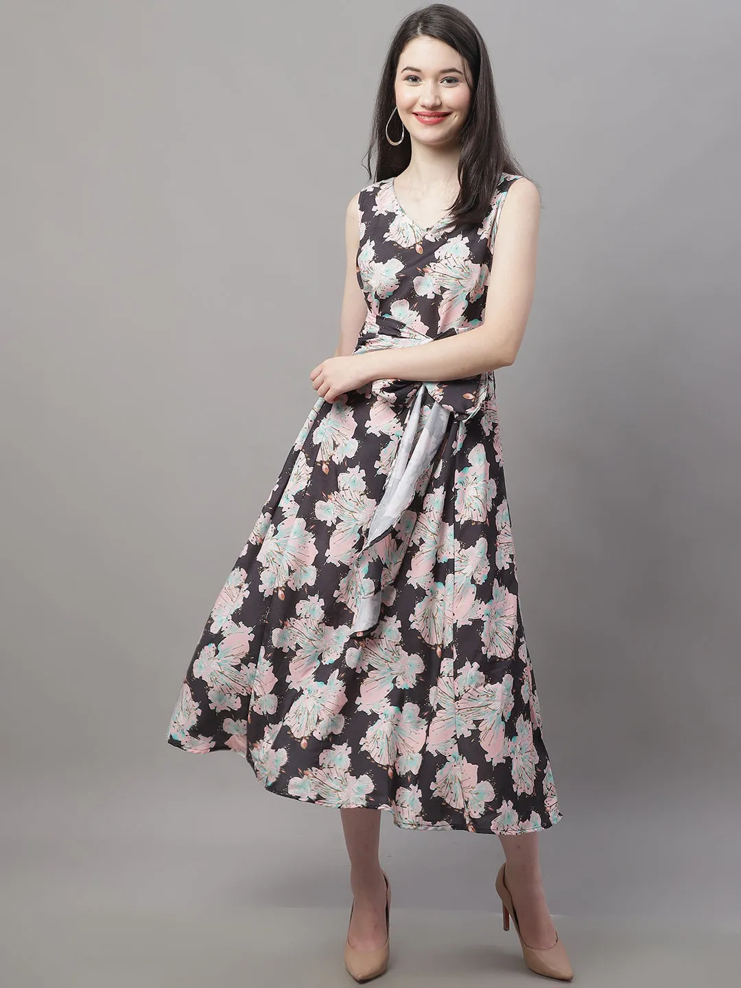 Women Black Printed A-Line Dresses